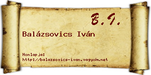 Balázsovics Iván névjegykártya